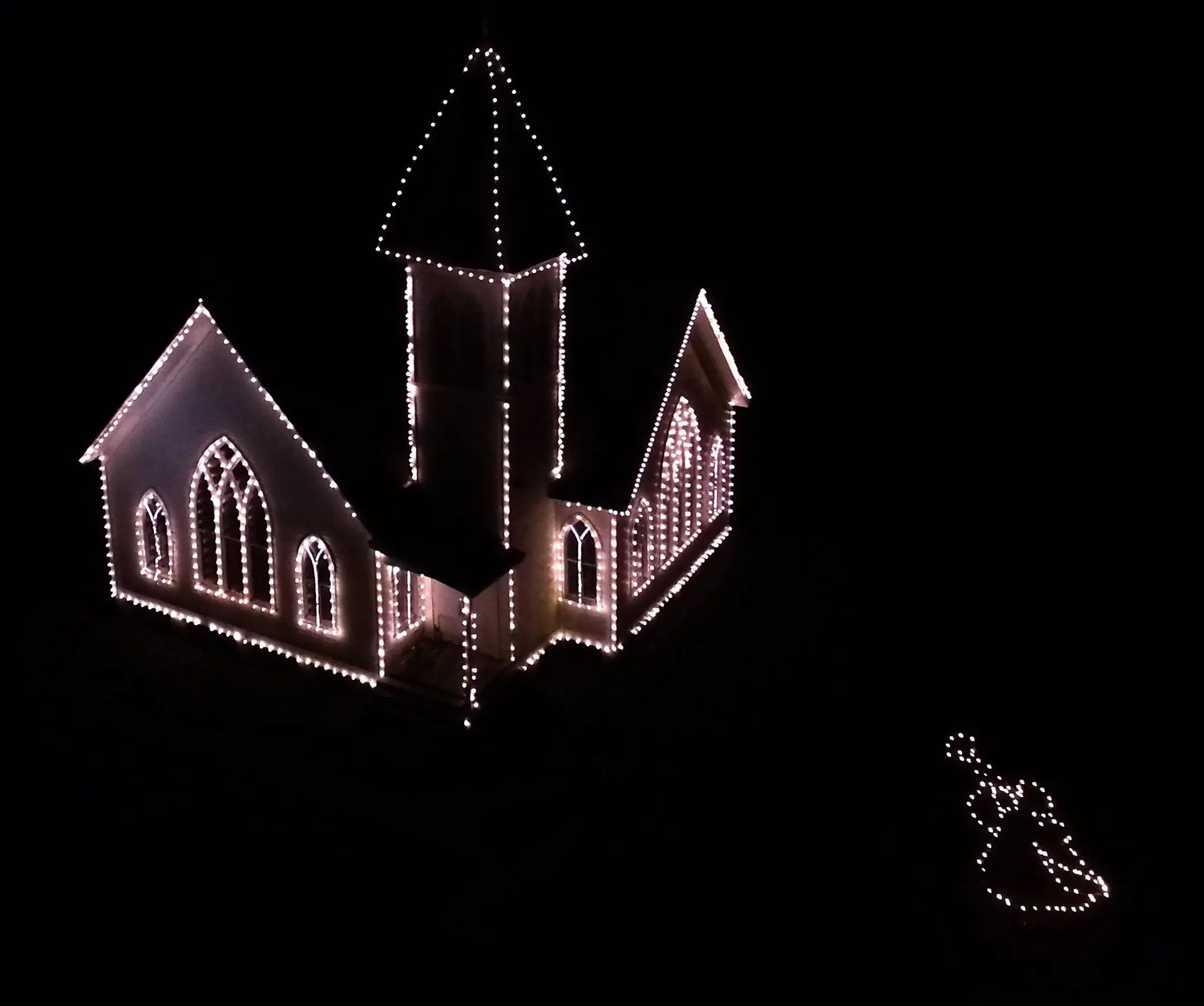 Photograph from the Facebook post “Taken last night, the old Fisher Baptist Church, in Village Square”