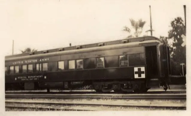 Photograph from the Facebook post “From Maude Reid scrapbook, Calcasieu Parish Library, Railroad car labeled "United States…”