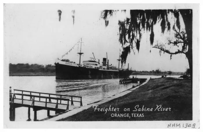 Photograph from the Facebook post “Freighter on the Sabine River, at Orange, Texas”
