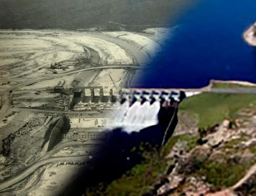 Photograph from the Facebook post “Toledo Bend dam, before and after.”