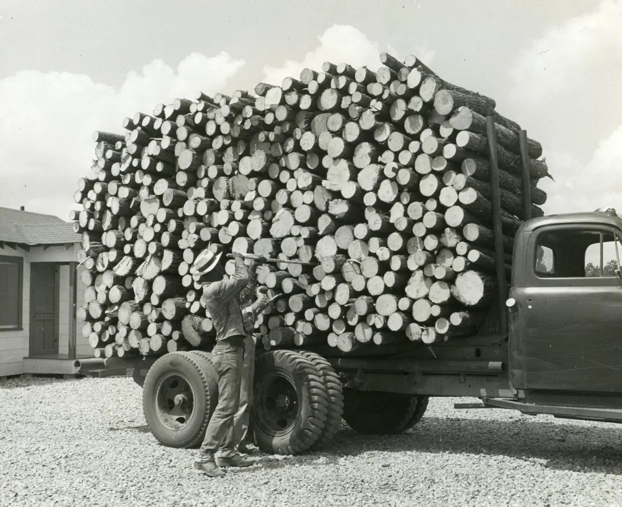 Photograph from the Facebook post “At Noble wood yard, Noble, Louisiana.”