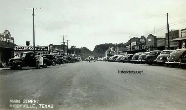 Photograph from the Facebook post “1940s postcard of Kirbyville, Texas.”