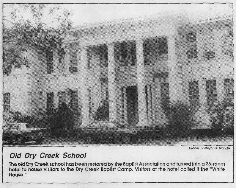 Photograph from the Facebook post “The old Dry Creek School was restored by the Baptist Association and turned into a…”