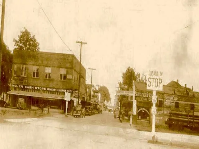 Photograph from the Facebook post “From 1920, First Street in DeRidder, Louisiana (looking east).”