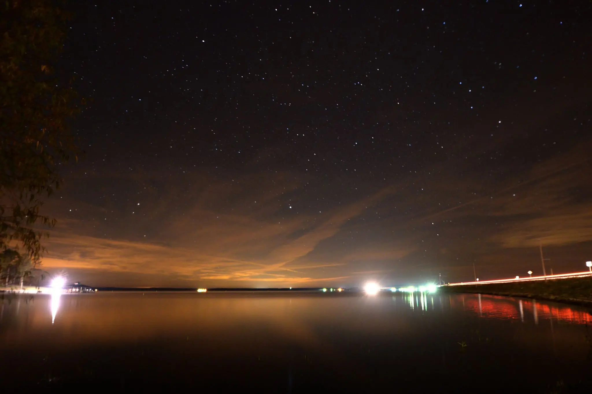 Photograph from the Facebook post “Starry night on Toledo Bend Lake, looking towards Texas along Pendleton Bridge.”