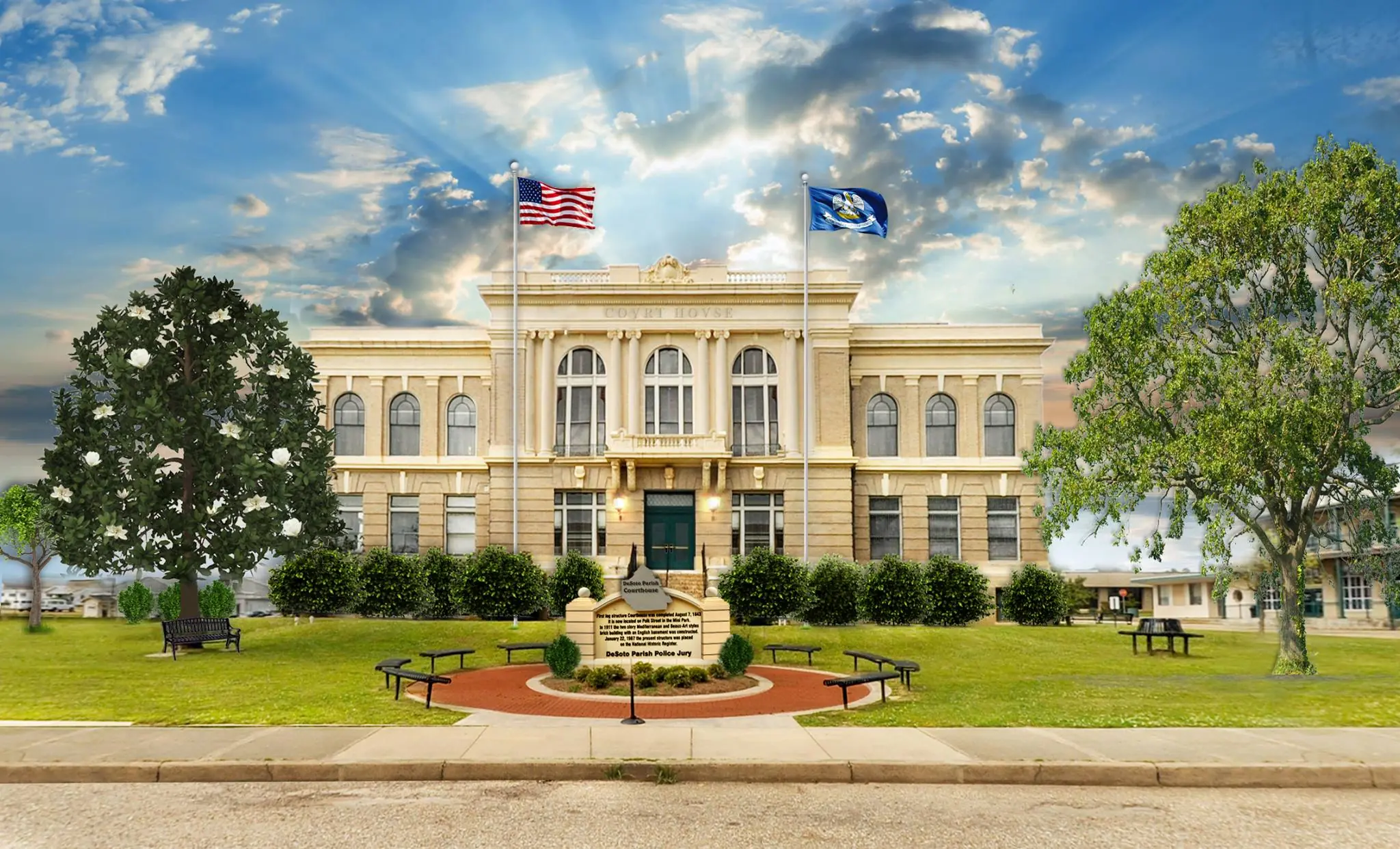 Photograph from the Facebook post “Photo we took of the DeSoto Parish Courthouse last year, and gave a good bit of backend…”