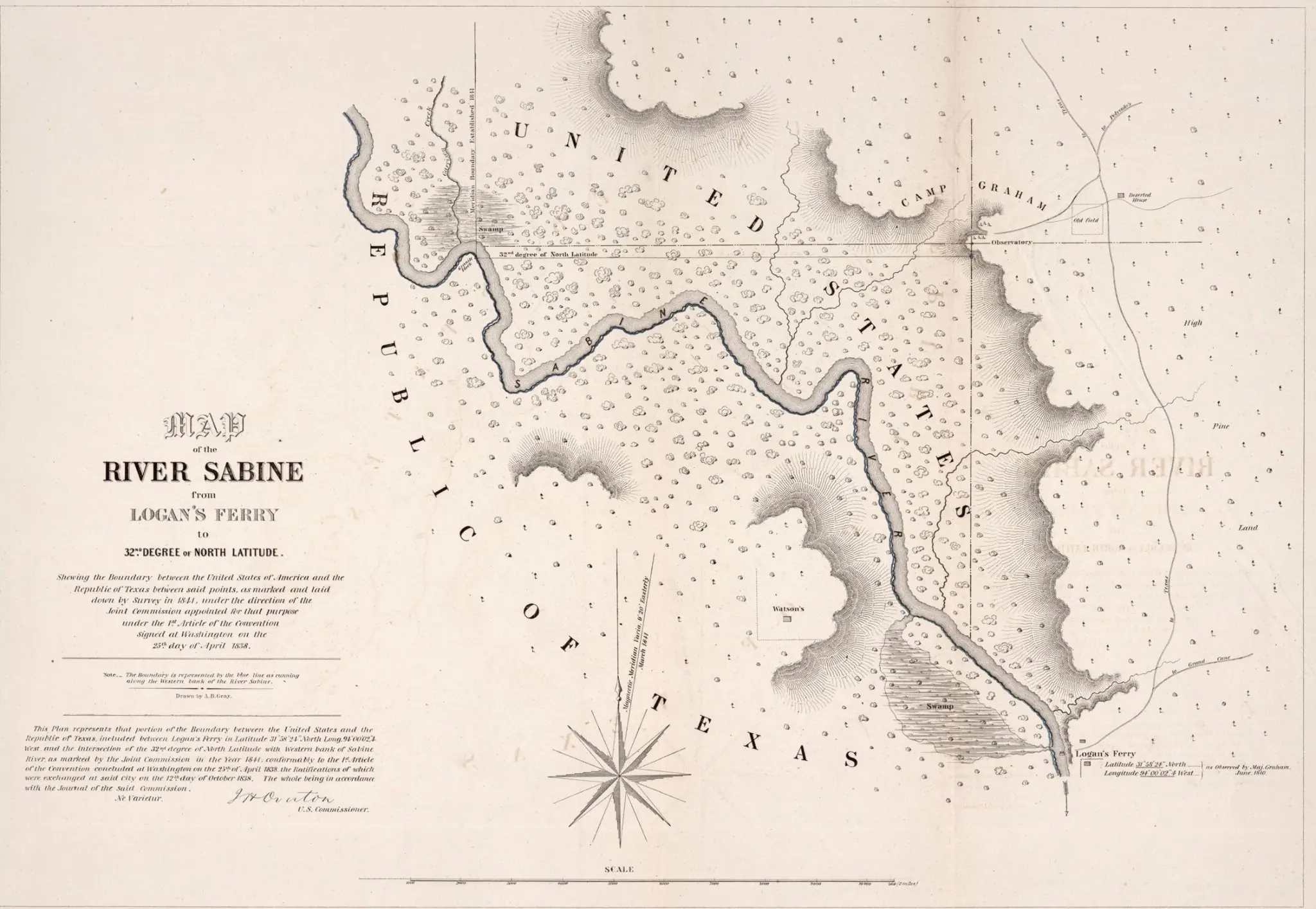 Photograph from the Facebook post “1842- Map of the river Sabine from Logan's Ferry to 32nd degree of north latitude :…”
