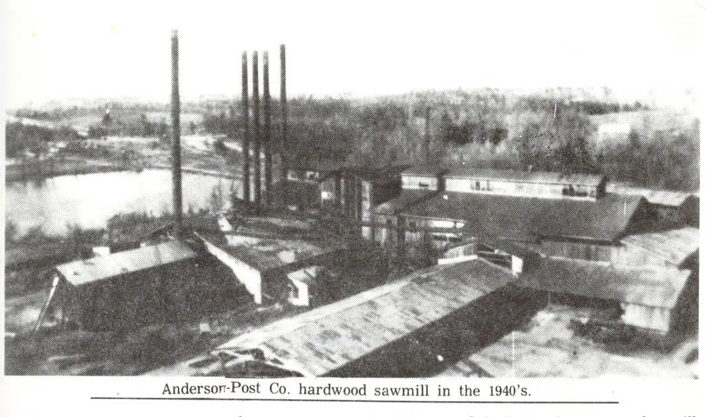 Photograph from the Facebook post “Anderson Post Hardwood Sawmill in Kirthwood, Louisiana (Vernon Parish), 1940s”