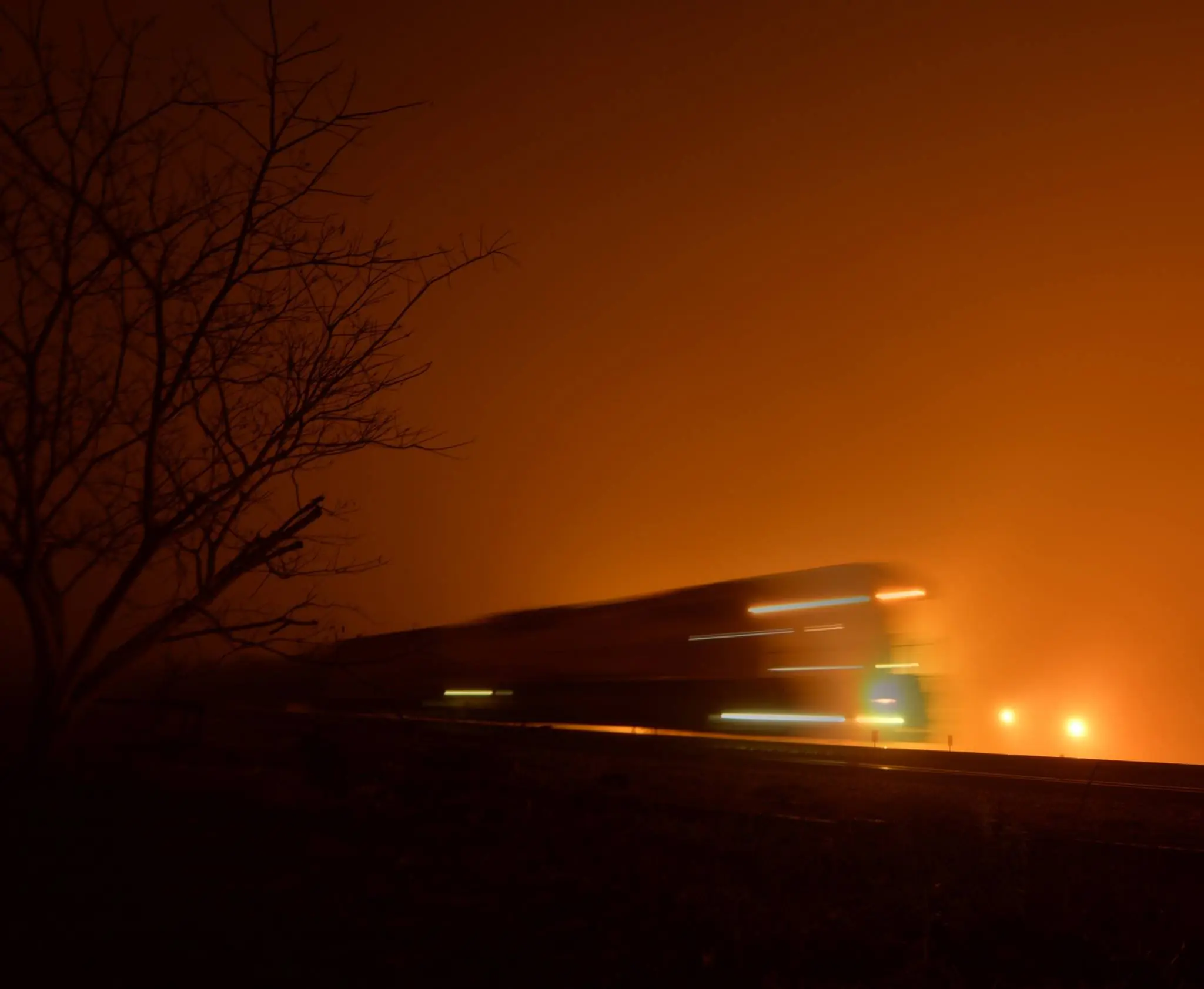 Photograph from the Facebook post “Random photos we took last night of a random train in Zwolle, Louisiana (KCS Rail) on an…”