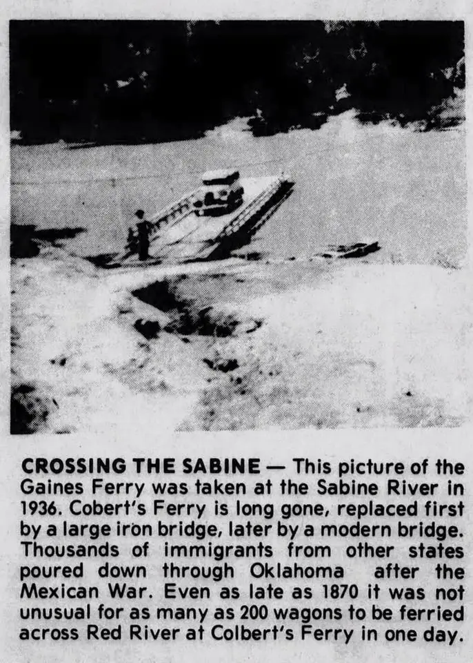 Photograph from the Facebook post “Old Sabine River ferry...”