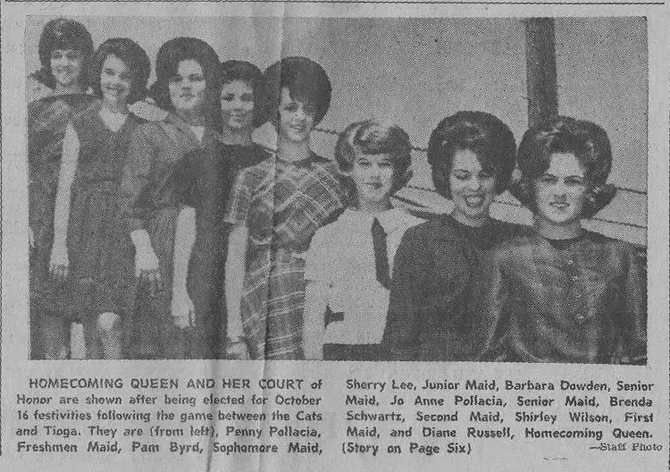 Photograph from the Facebook post “1964 Leesville Homecoming Court.”