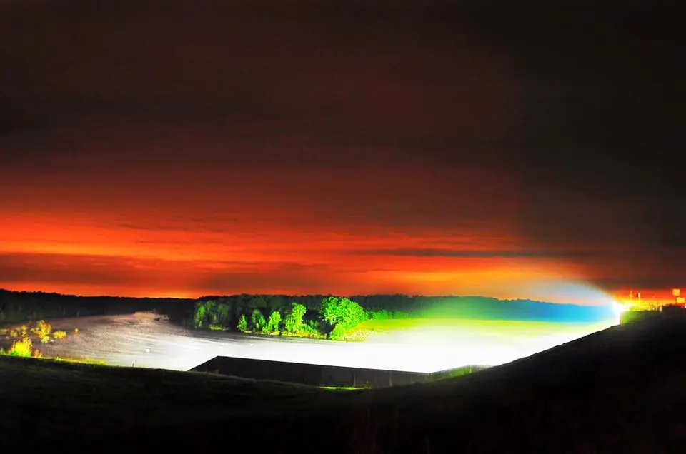 Photograph from the Facebook post “Photo taken at the Toledo Bend Dam last night, looking down towards the River.”