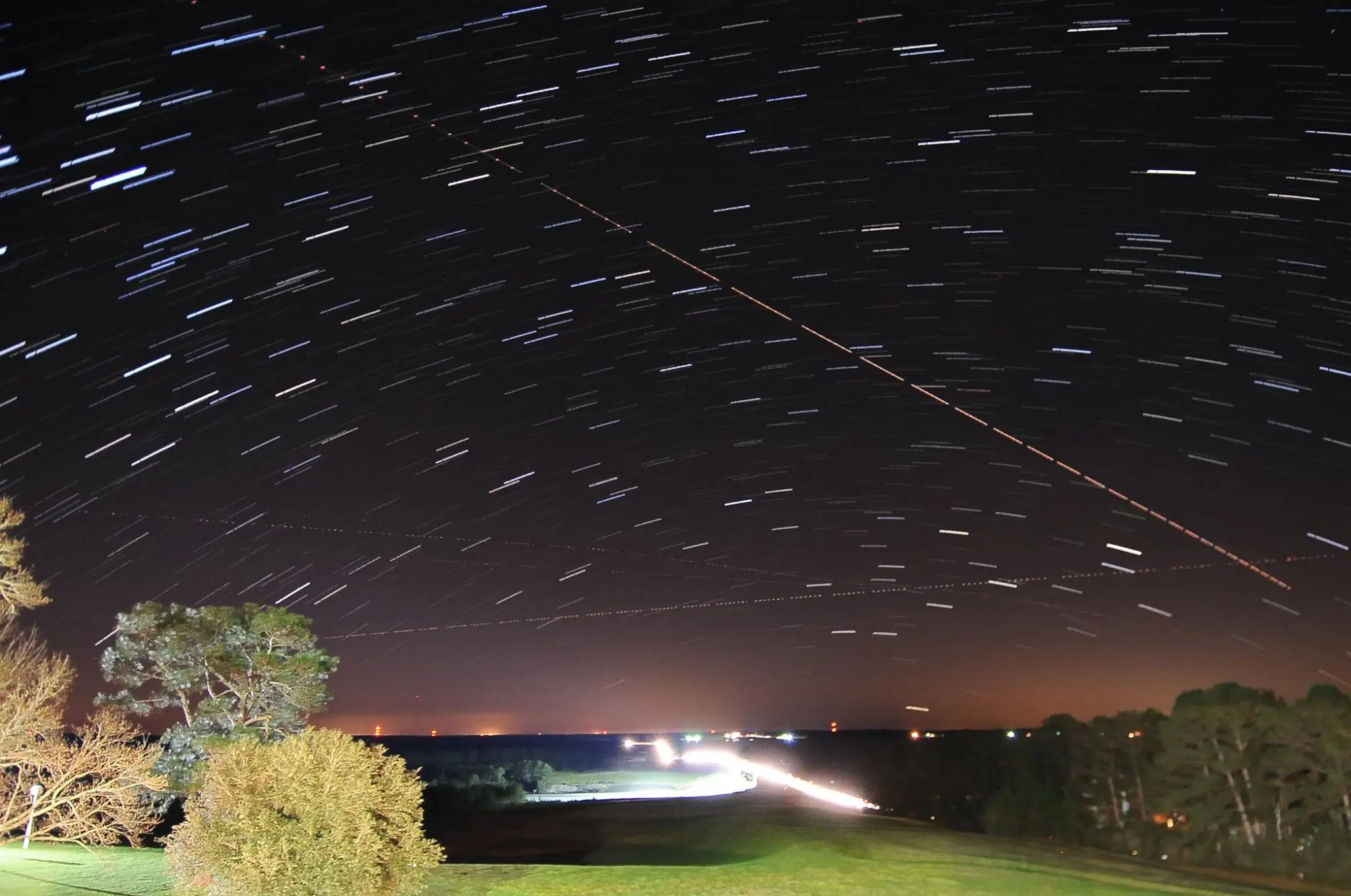 Photograph from the Facebook post “This image made from 50 exposures taken last night at the Toledo Bend Dam.”