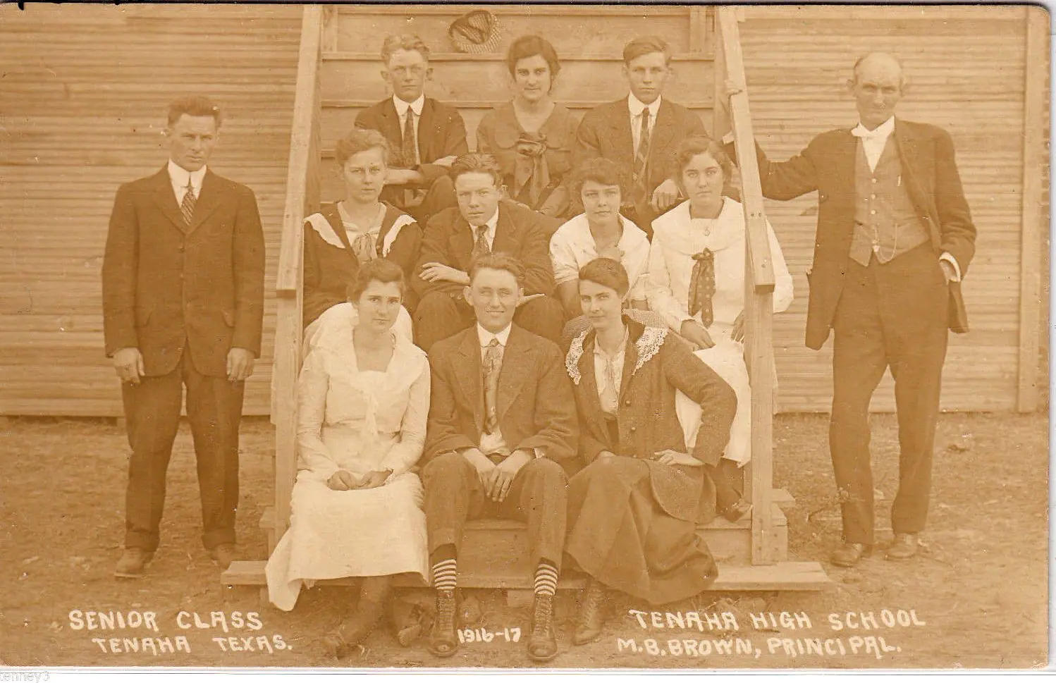 Photograph from the Facebook post “Tenaha, Texas (Shelby County) - 1916-1917 High School Senior Class”