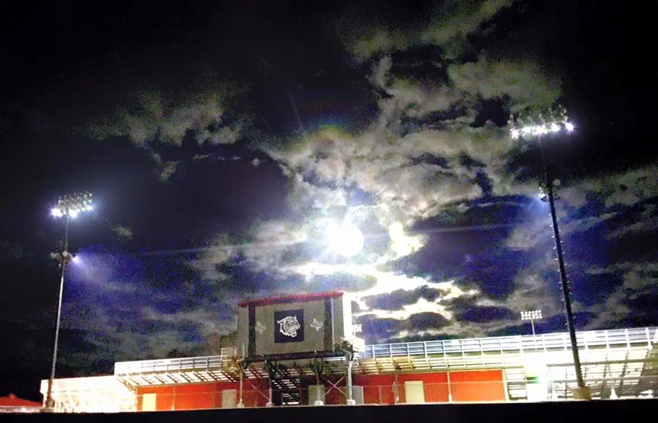 Photograph from the Facebook post “Photo taken tonight at Kirbyville Wildcat Stadium in Kirbyville, Texas.”