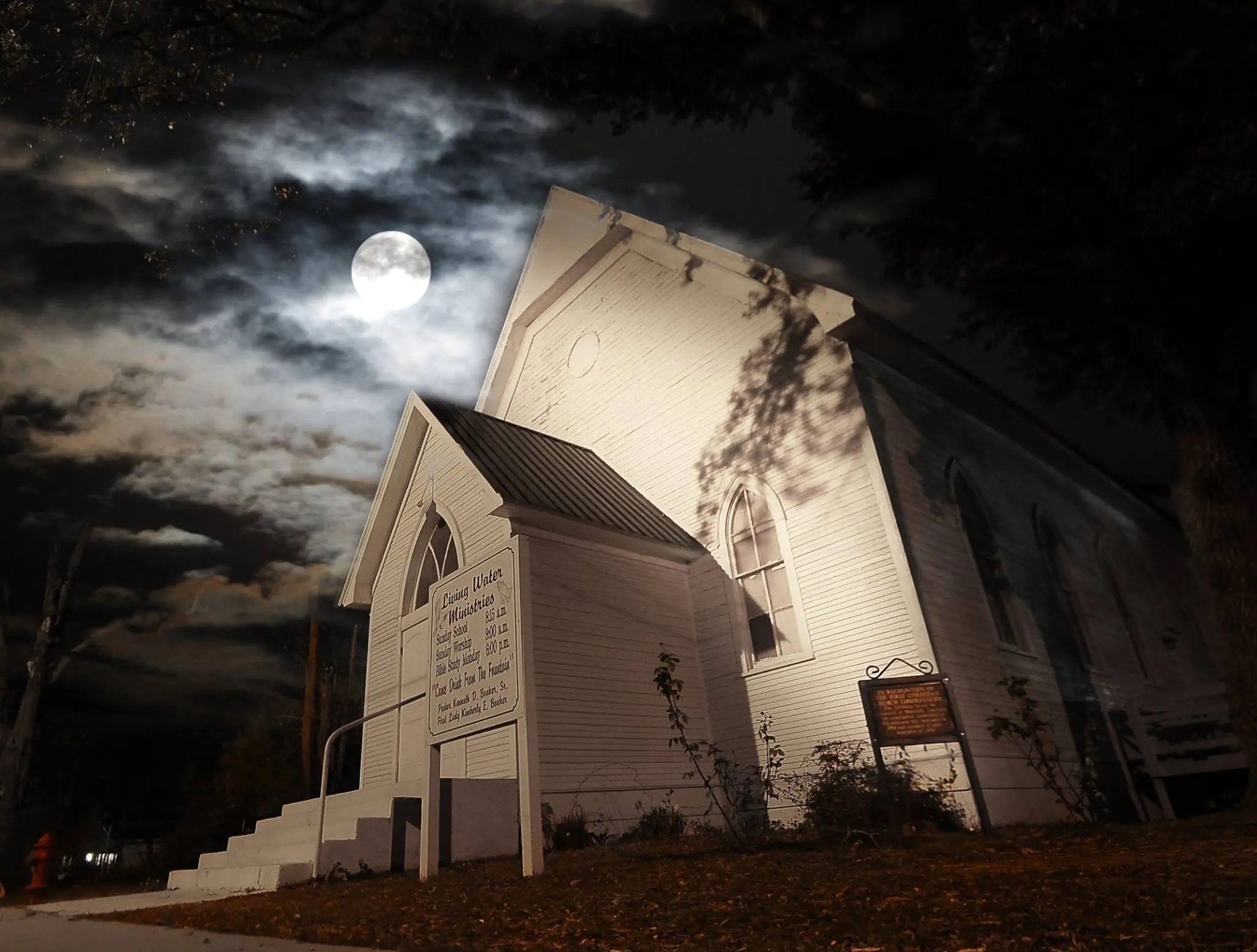 Photograph from the Facebook post “We took this a few nights ago at the Living Waters Ministries Church in Mansfield,…”
