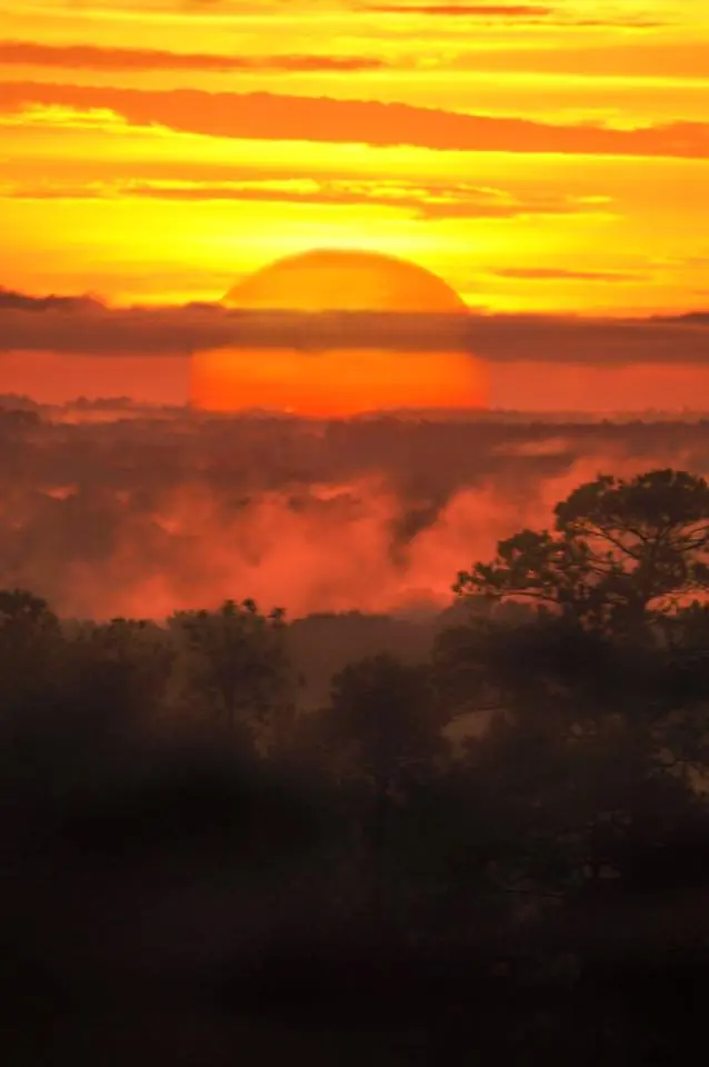 Photograph from the Facebook post “Sunset looking towards Texas through the piney forests of West Louisiana, and slightly…”