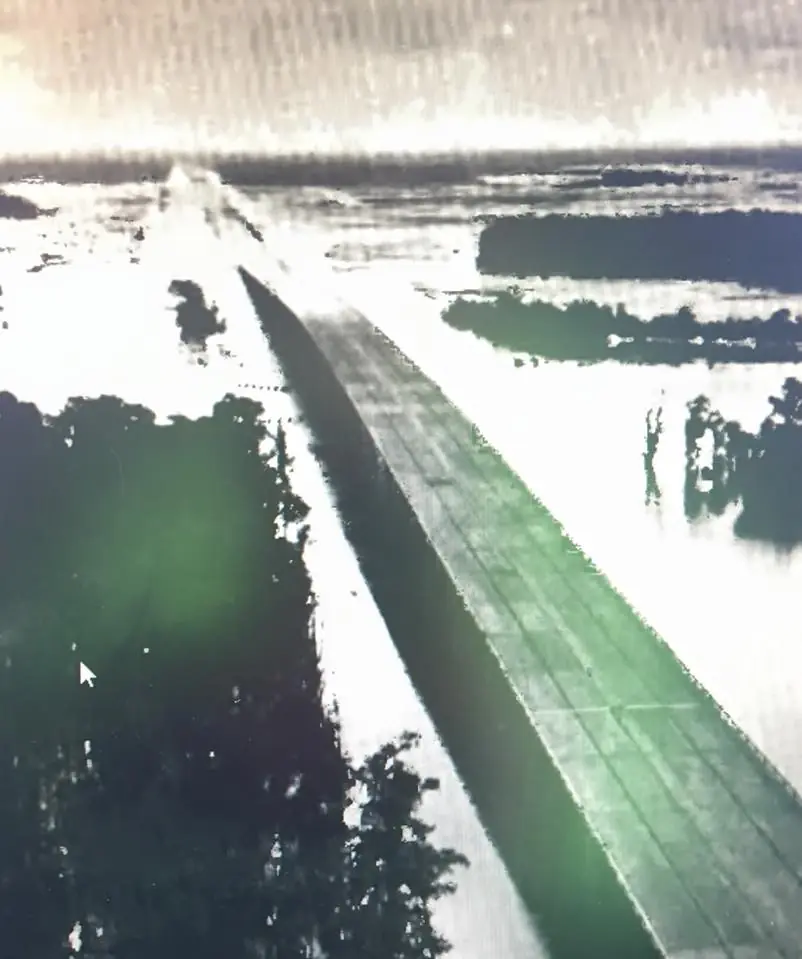 Photograph from the Facebook post “1956 flooding on Sabine River.”
