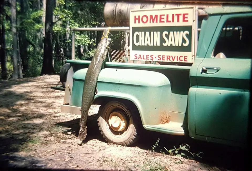 Photograph from the Facebook post “Shared by Steve Owens- My grandad, Comet Toole, cought this on Robinson Bend Lake, an…”