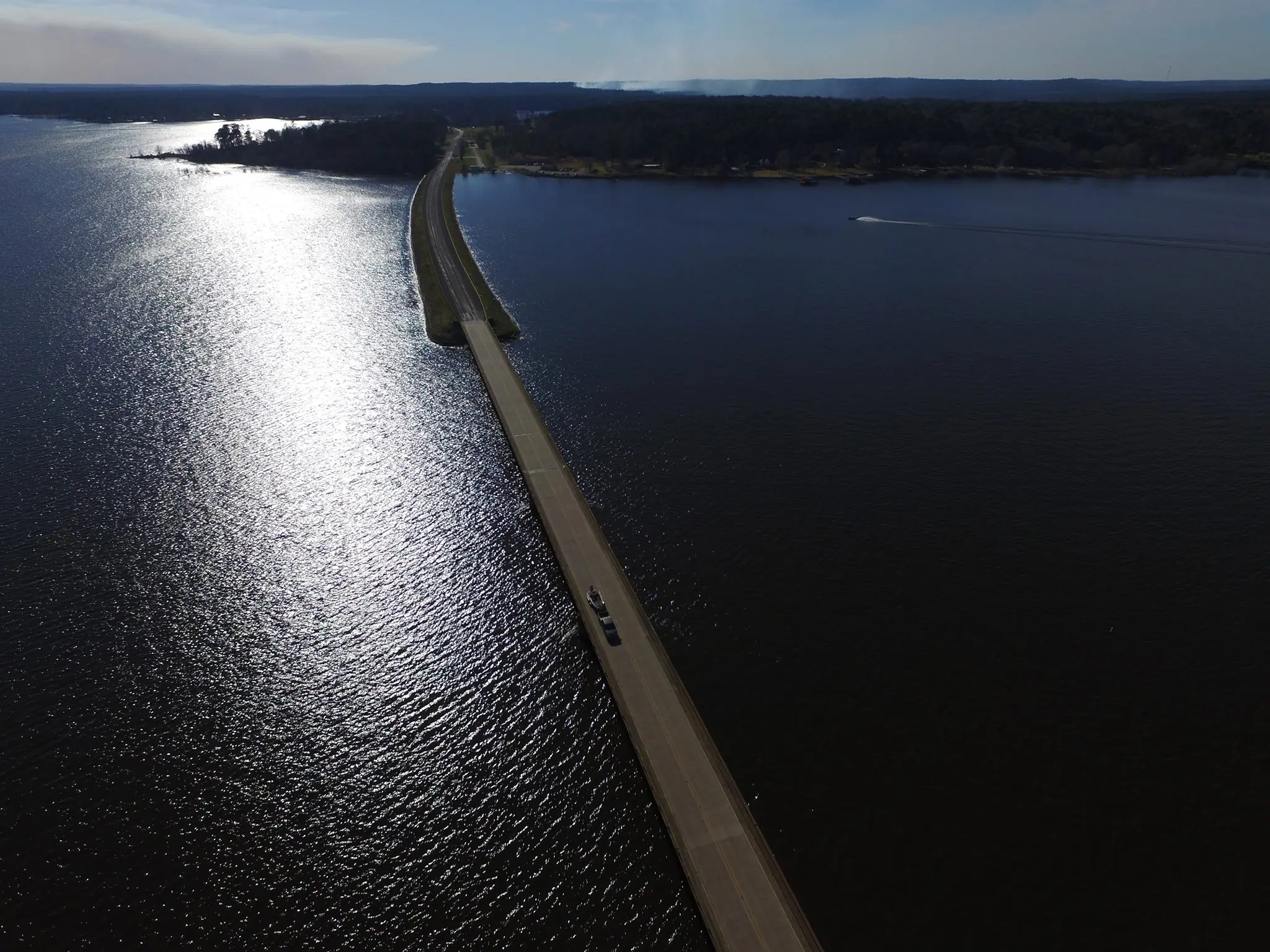 Photograph from the Facebook post “Toledo Bend looking towards Texas, taken earlier today.”