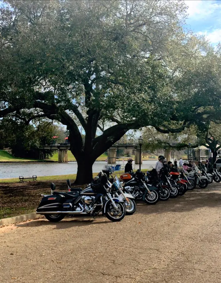 Photograph from the Facebook post “A bunch of motorcycles in Natchitoches this past weekend.”
