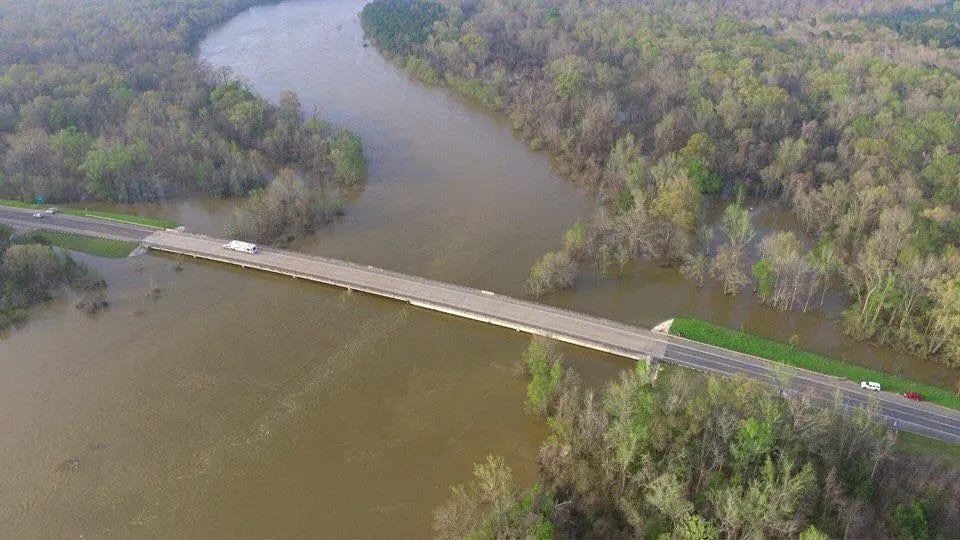 Photograph from the Facebook post “Bridge reopens between Bon Weir, Texas and Merryville, Louisiana (US 190 Bridge).”
