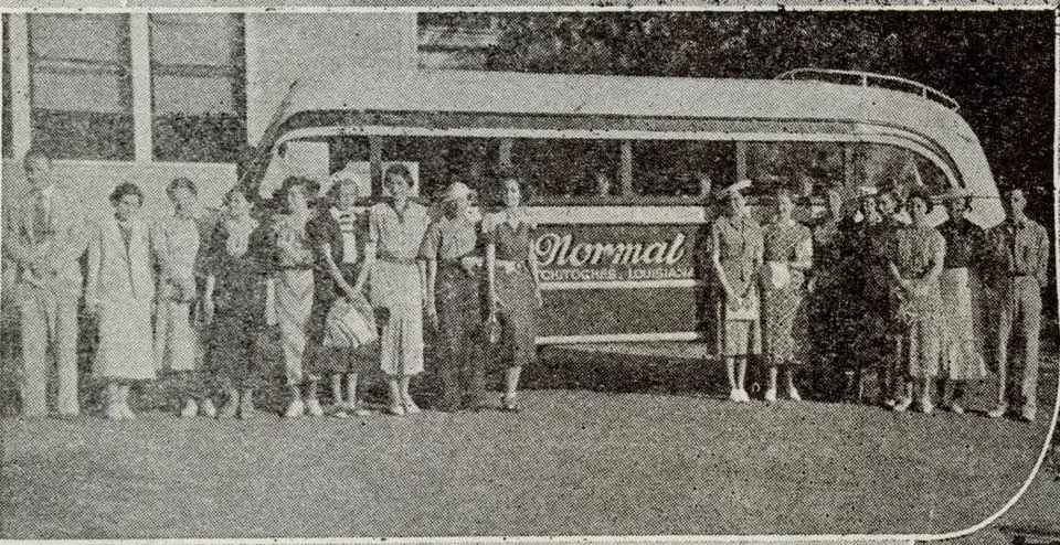 Photograph from the Facebook post “Louisiana State Normal College bus.”