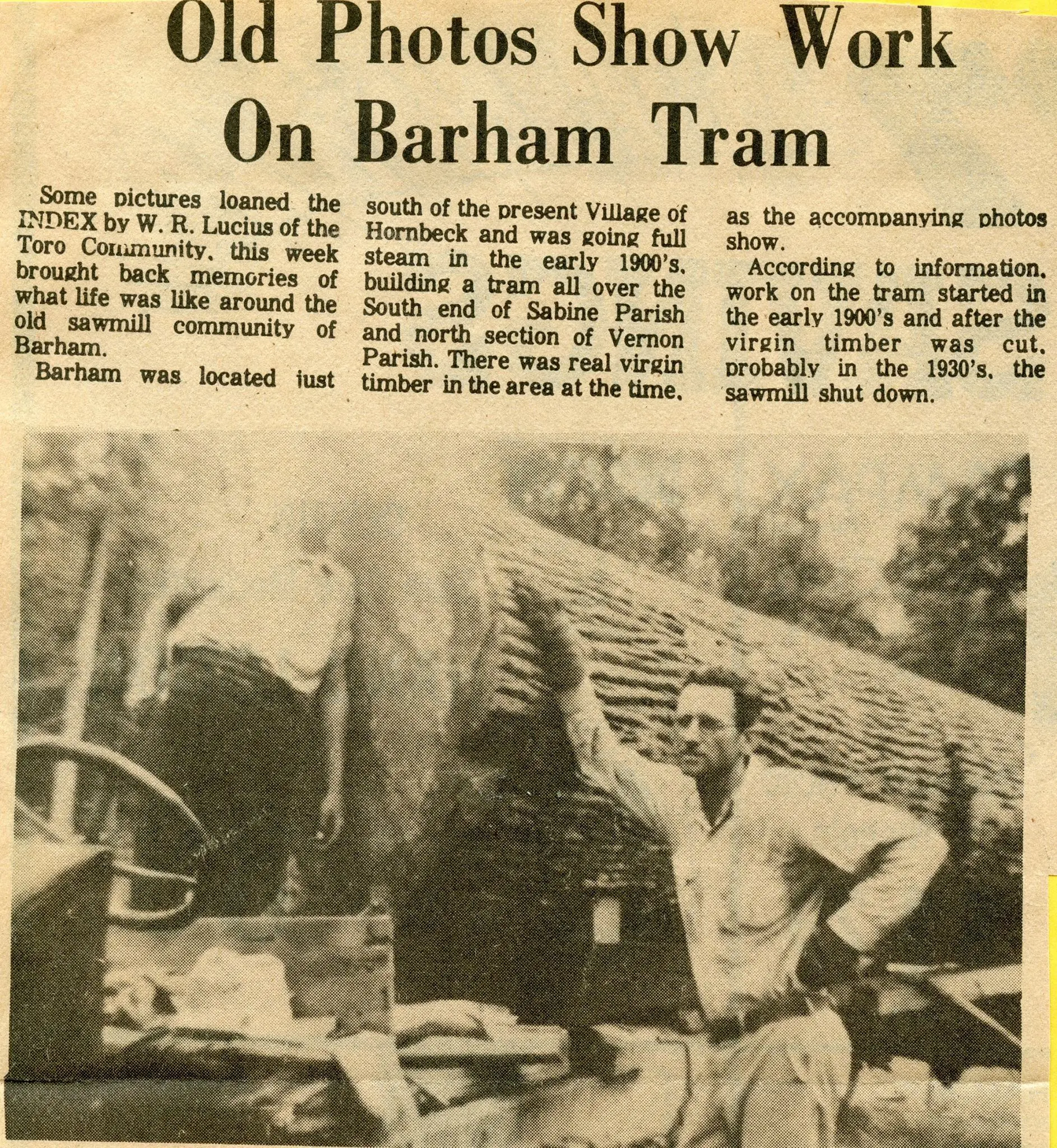 Photograph from the Facebook post “Barham Tram, out of Toro, Louisiana (southwest Sabine Parish)”