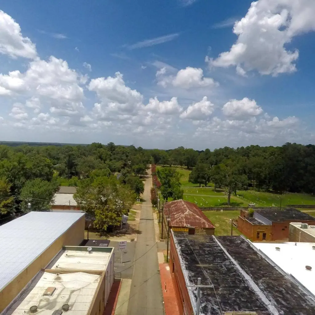 Photograph from the Facebook post “Our second attempt at a 360 degree pano, this one in downtown Many, Louisiana (Sabine…”