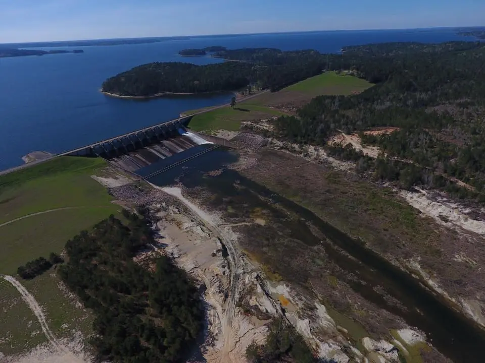 Photograph from the Facebook post “Taken last week, looking towards Toledo Bend Lake and the Toledo Bend Dam, along with…”