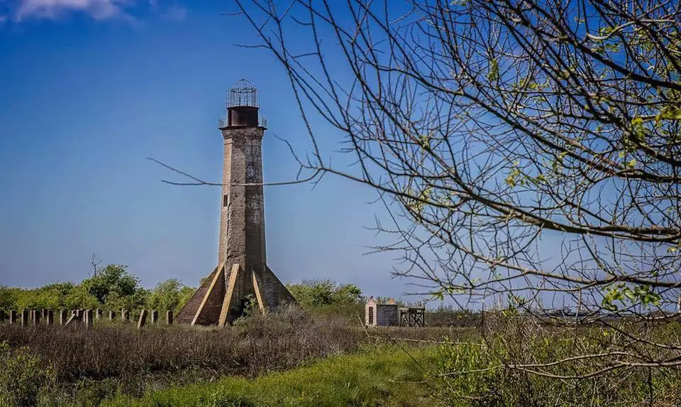 Photograph from the Facebook post “Shared by Dale Stagg: The old historic Sabine Lighthouse in Cameron Parish (across the…”