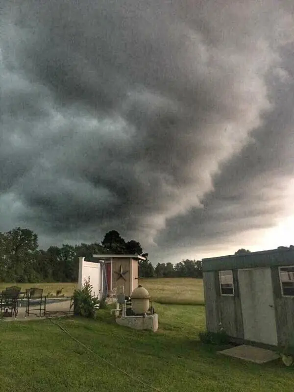 Photograph from the Facebook post “Photo taken by Carla Parrie courtesy of Corey Clifton, of tornado activity along La.”