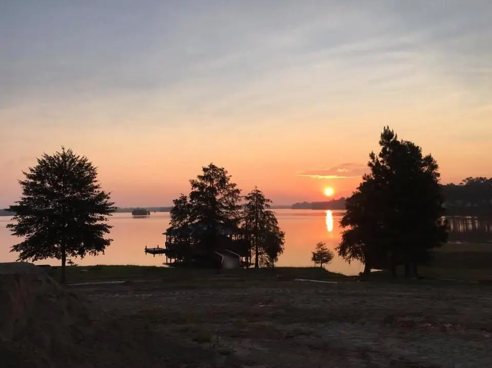 Photograph from the Facebook post “Sunset on Bayou Lanan, Louisiana side of Toledo Bend ...”