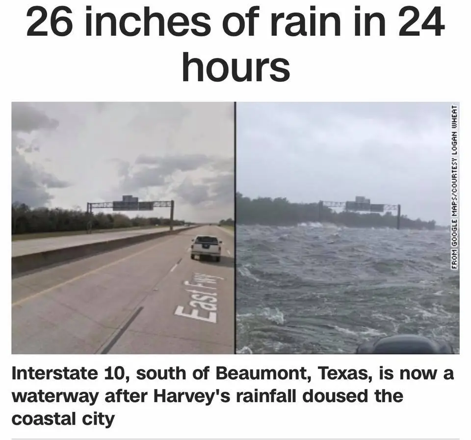 Photograph from the Facebook post “In Beaumont, Texas this morning.”