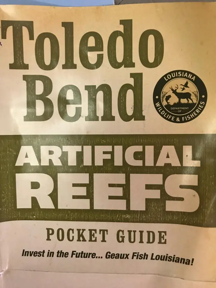 Photograph from the Facebook post “Came across this pocket guide on Toledo Bend artificial reefs.”
