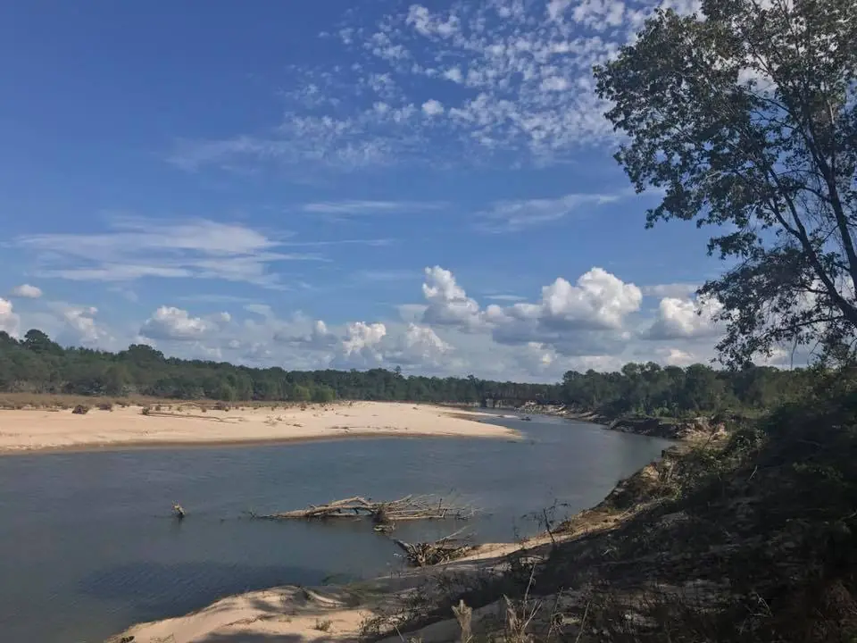 Photograph from the Facebook post “Sabine River, looking towards Burr Ferry Bridge from Newton County, Texas.”