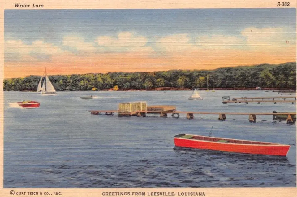 Photograph from the Facebook post “Postcards from Leesville, Louisiana, though I have no idea where!”