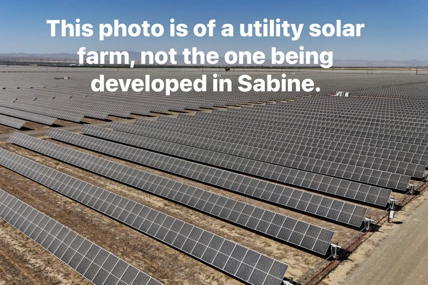Photograph from the Facebook post “Responding to a follow up question on solar farms.”