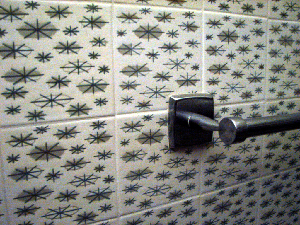 Tiled bathroom wall, Hodges Residence. The good overall condition and craftsmanship visible at the residence today is proof of the quality of construction of this building in the 1950s. From exploringhodgesgardens.com website