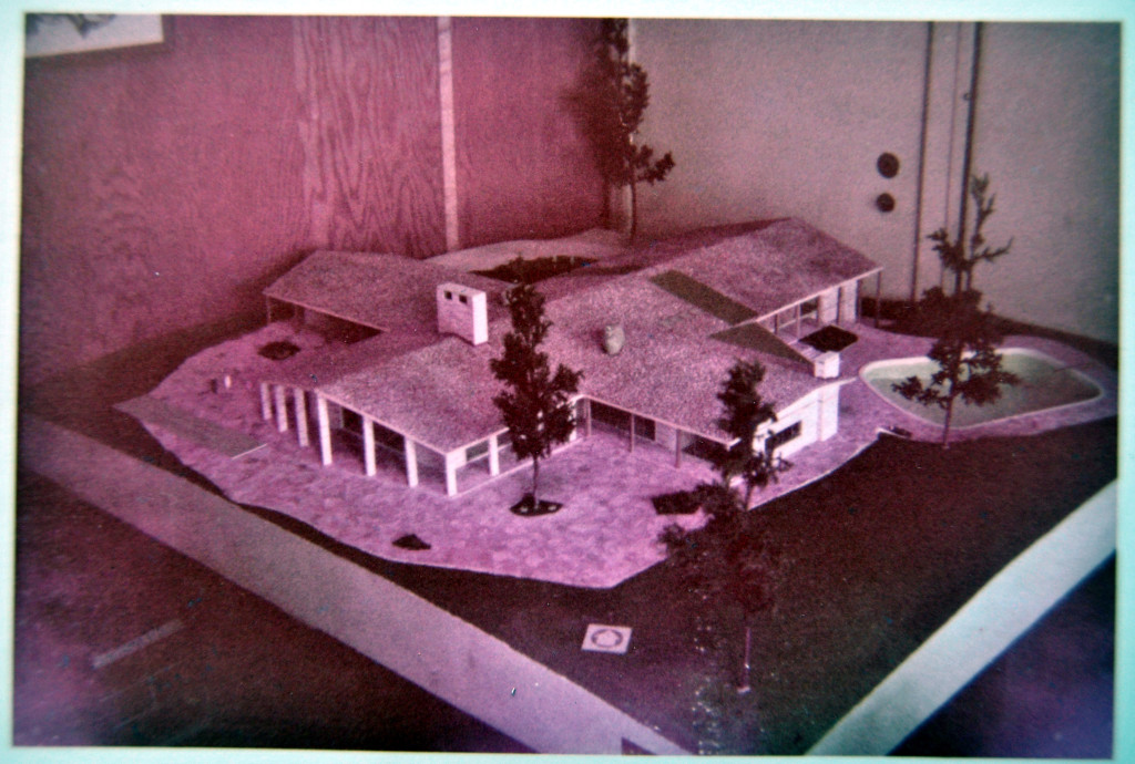 Architectural model of Hodges house. Note: The pool was never built. Photo from the Hodges Foundation.