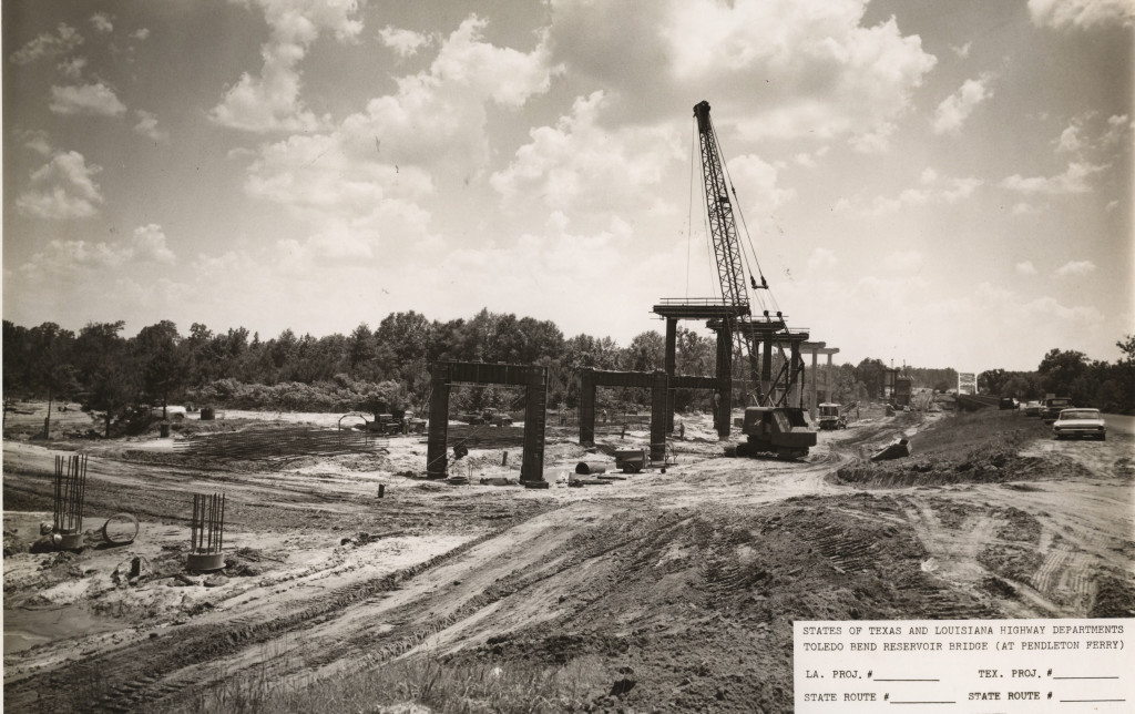 Closeup of construction of the new Pendleton Bridge in or about 1966