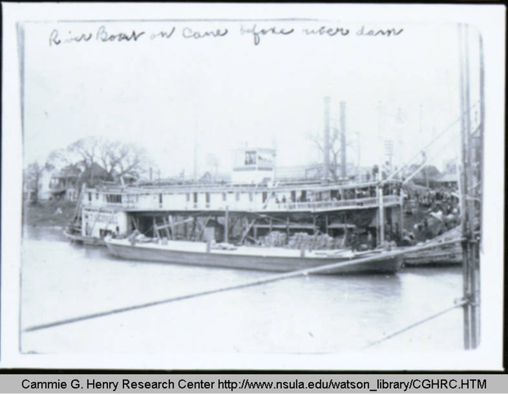 From Cammie G. Henry Research Center, steamboat in Natchitoches, on Cane River in front of 