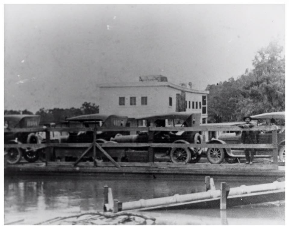 Ferry crossing Sabine at Orange County, Texas.  From Heritage House Museum, through Portal to Texas History