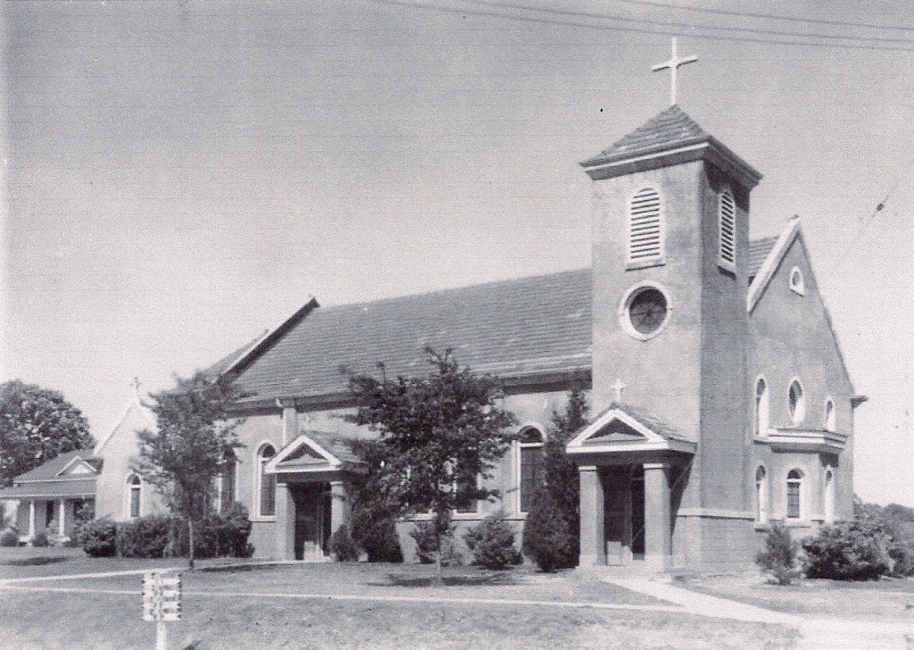 St. John’s Catholic Church of Many, La. as it looked during the Louisiana Maneuvers of 1941. (State Library of Louisiana(http://www.state.lib.la.us)