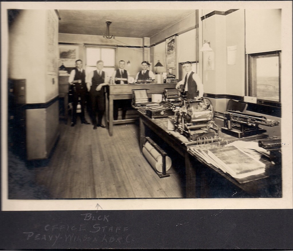 Office staff of Peavy Wilson Lumber Company in Peason, La. (Robertson Collection)