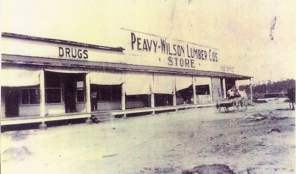 Peavy Wilson Lumber Company Commisary that was located at the Peason Mill. It was operated by the company and was open to everyone. (Robertson Collection)